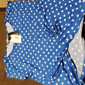 Blue top with white polkadots